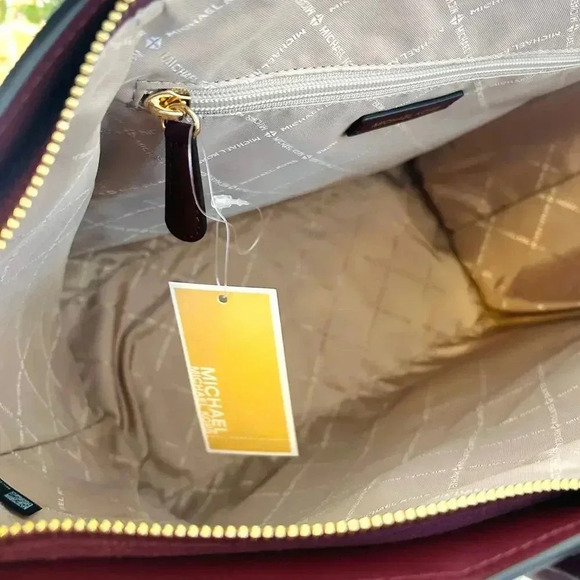 Michael Kors Avril Extra-Large Leather and Suede Tote Bag Oxblood - Picture 8 of 11